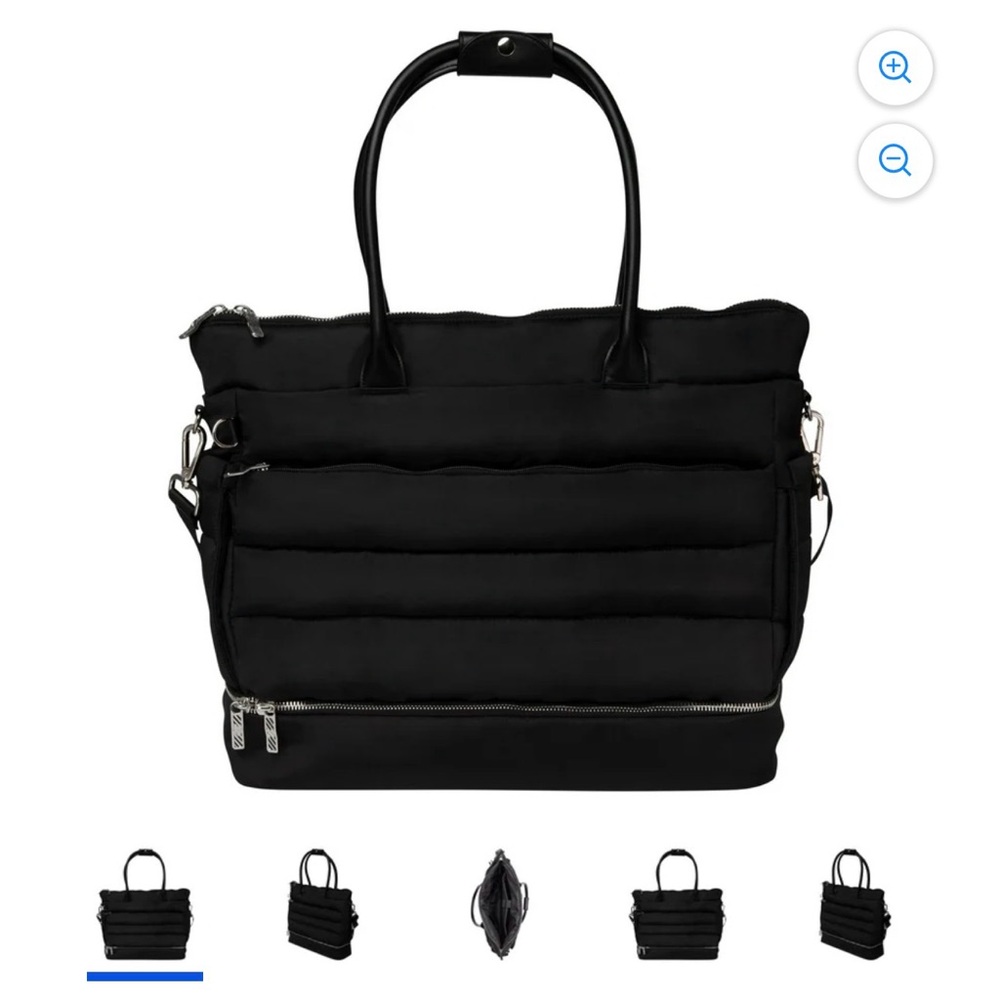 Black Quilted Puffer Tote Bag -